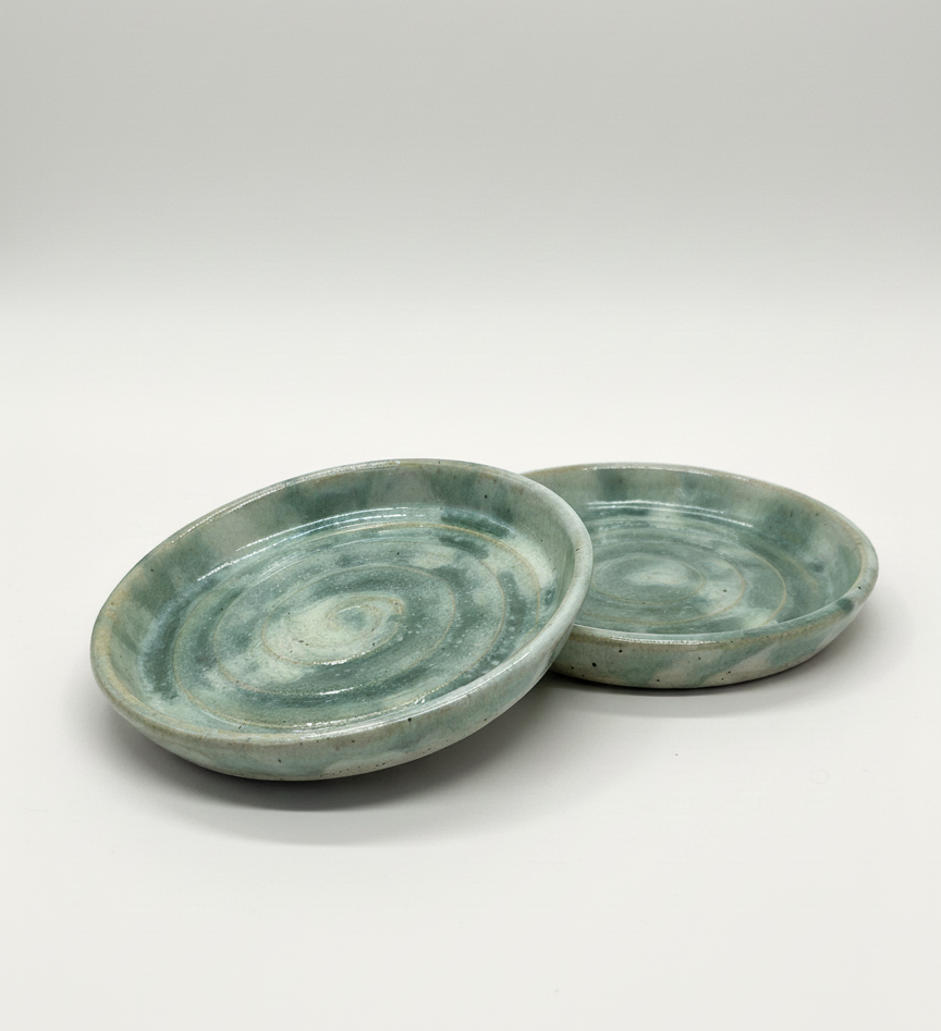 marbled green handmade ceramic olive oil plate dish saucer kitchen waxhead rivulet range