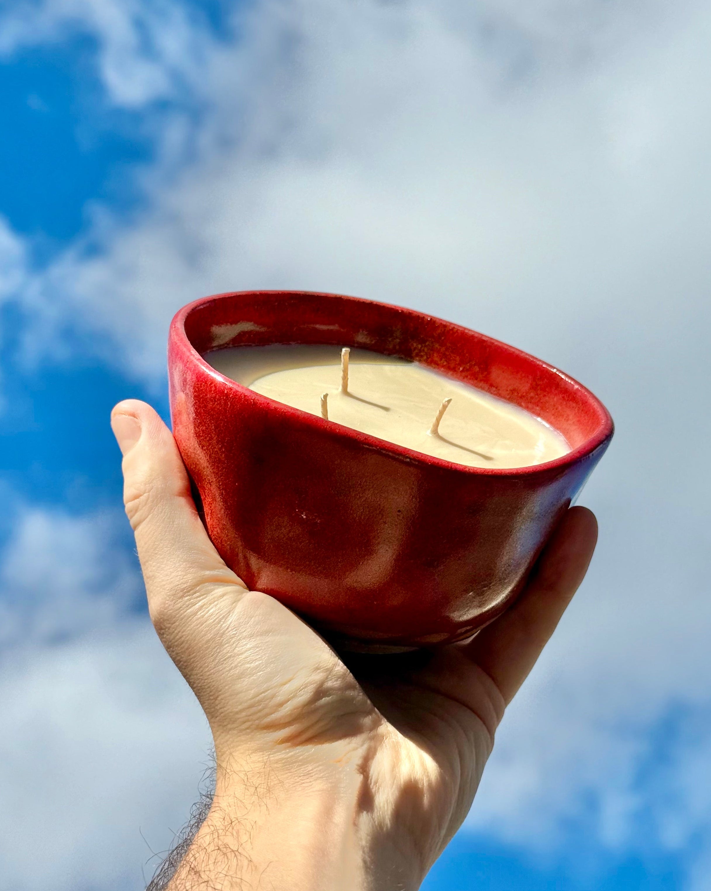 Pudding almond aromatherapy candle handmade ceramic triple wick