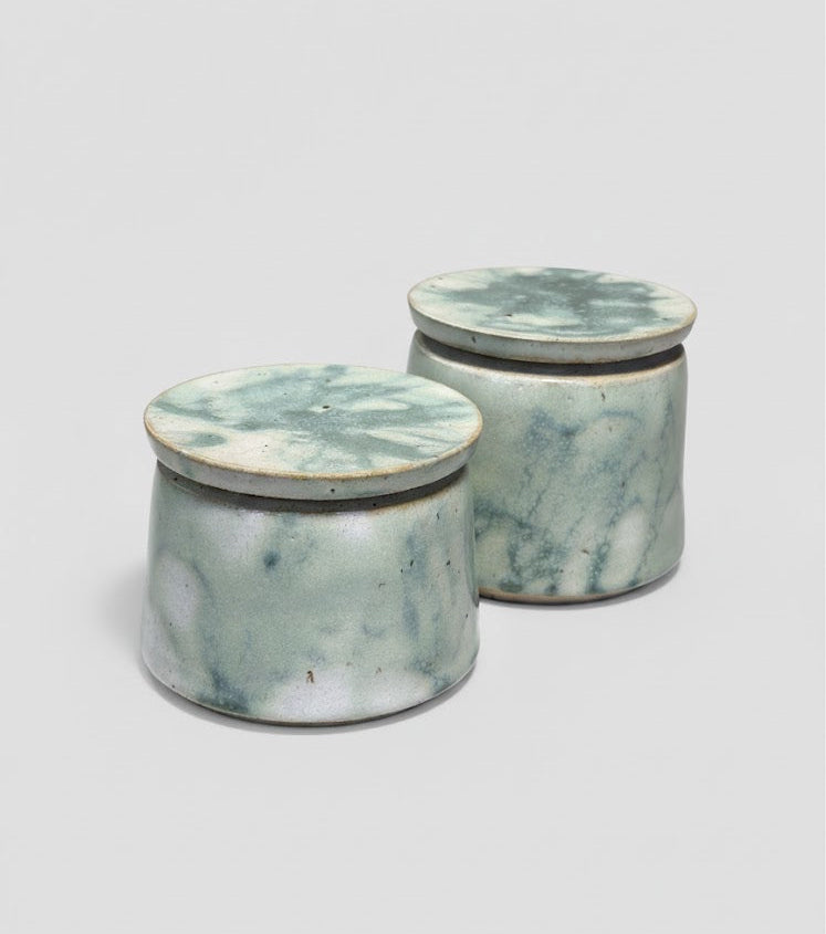 marbled green_handmade_ceramic_salt_jar_waxhead_rivulet_range