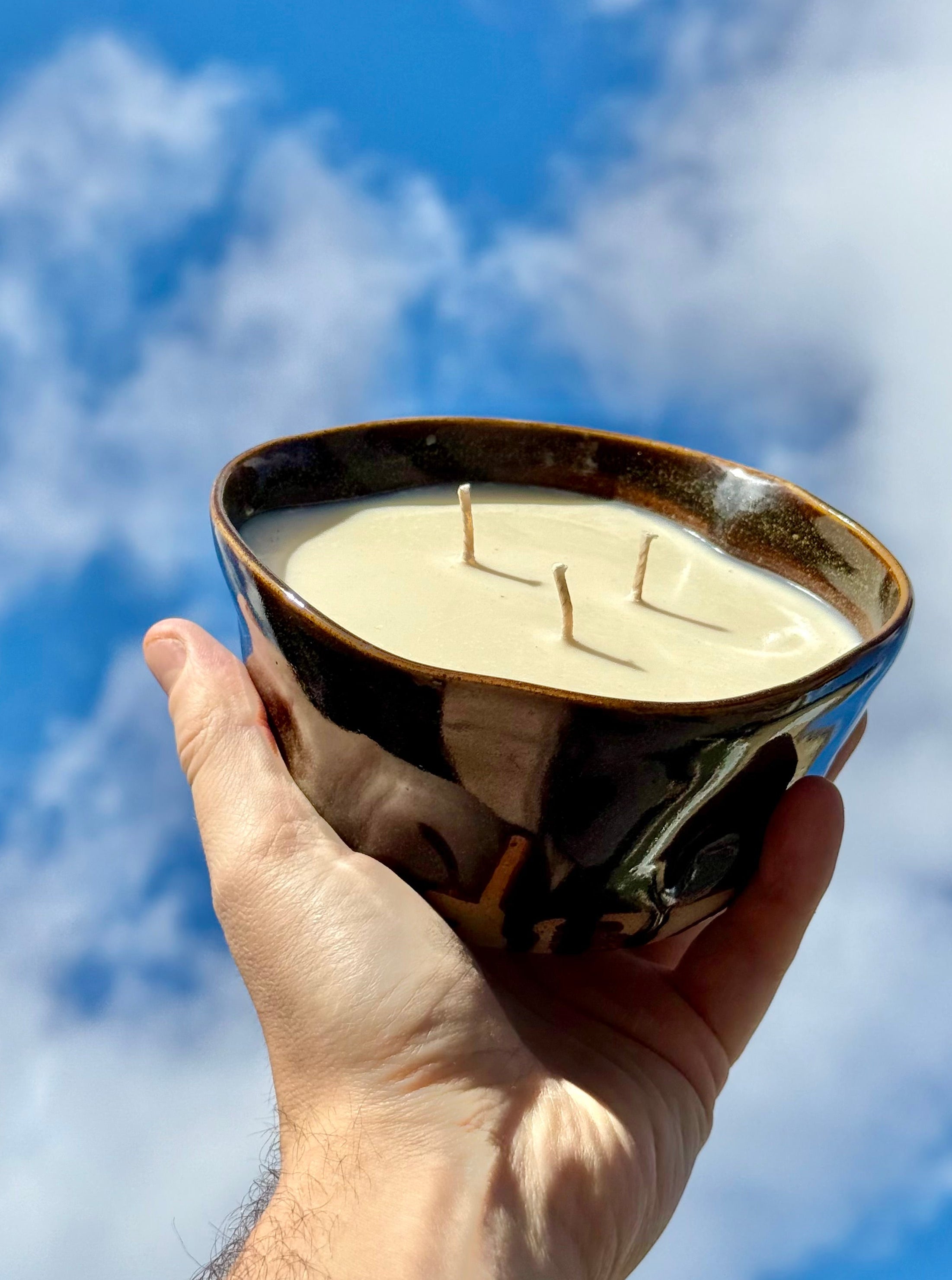 Winter spice aromatherapy candle handmade ceramic triple wick