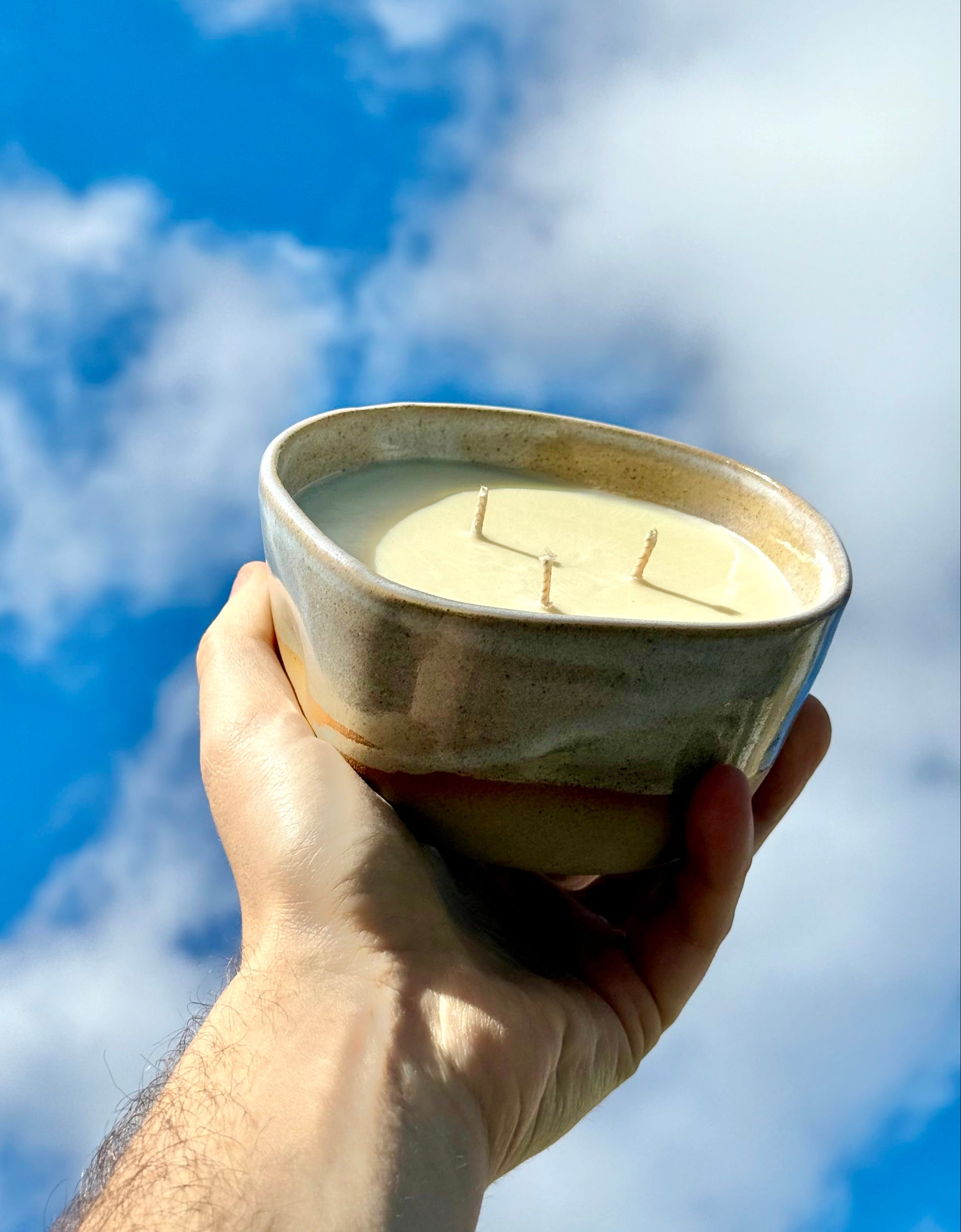 sunny december fresh fruity aromatherapy candle handmade ceramic triple wick